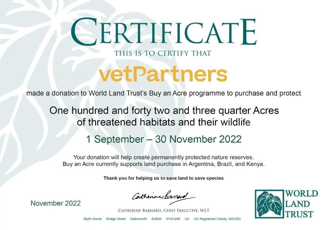 Gemeinsam mit World Land Trust schützt VetPartners bedrohten Lebensraum